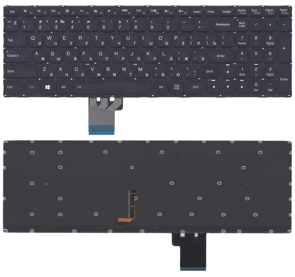 Клавиатура для ноутбука Lenovo Ideapad U530 U530P U530P-IFI черная с подсветкой