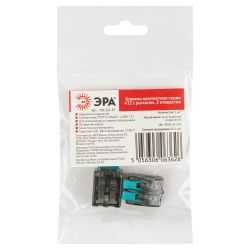 Клемма ЭРА компактная серия 412 с рычагом 2 отверстия 0.5-4 мм2 упаковка 2 шт.