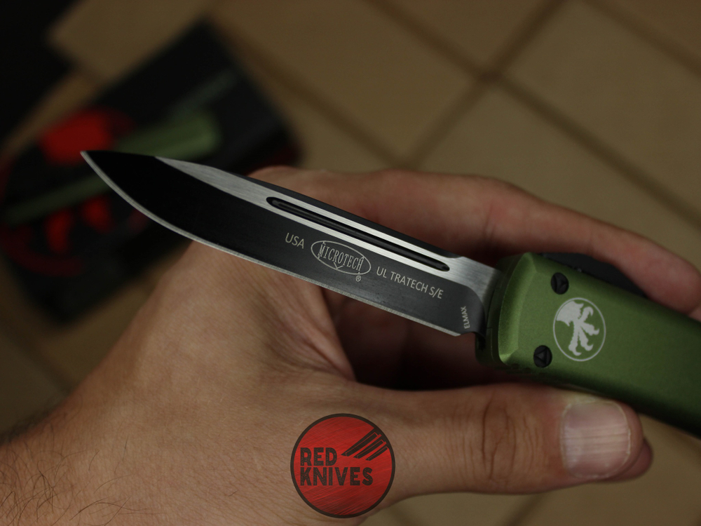 Нож Microtech Ultratech S/E - зеленая рукоять, стандартный черный клинок RK-358