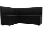 Диван кухонный угловой Уют левый угол, Черный, Экокожа, 28387L