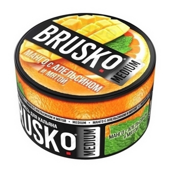 Бестабачная смесь для кальяна BRUSKO, 250 г, Манго с апельсином и мятой, Medium (M)