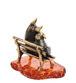 Народные промыслы AM-3131 Фигурка «Поросята» (латунь, янтарь)