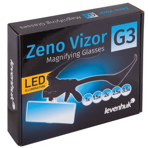 Лупа-очки LEVENHUK Zeno Vizor G3, увеличение х1-х3,5, набор из 5 линз 84х28 мм, подсветка, И