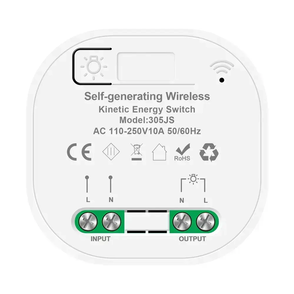 Беспроводной Проходной выключатель Кинетический Белый Комплект 2 Клавиши + Контроллер