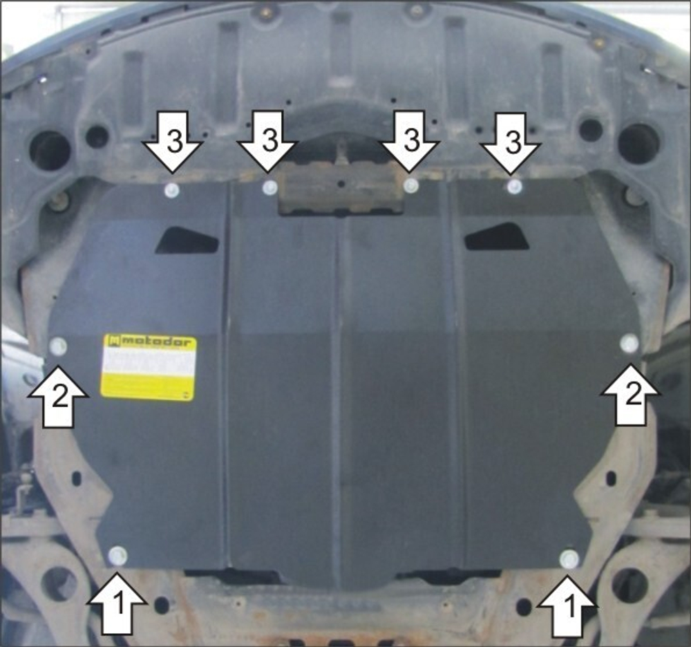 Защита картера Двигателя, КПП. 2 мм, Сталь. для Mazda 6 2007-2012 MOTODOR.01131