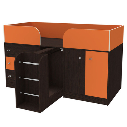 Кровать-чердак КарИВи Малыш 4 Венге Оранжевый