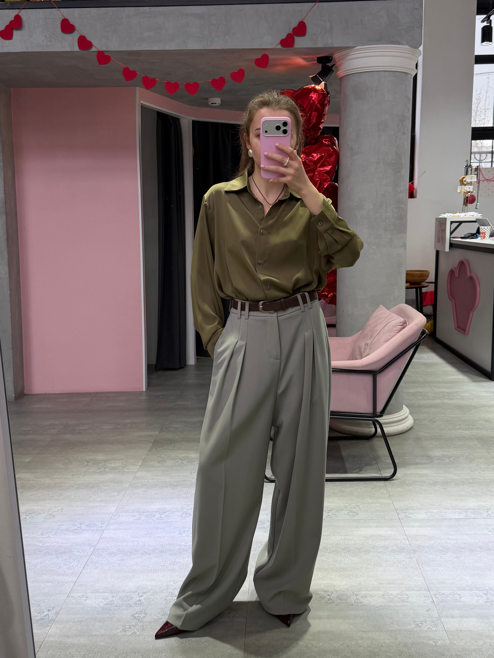 Брюки Almond с ремнем голубой