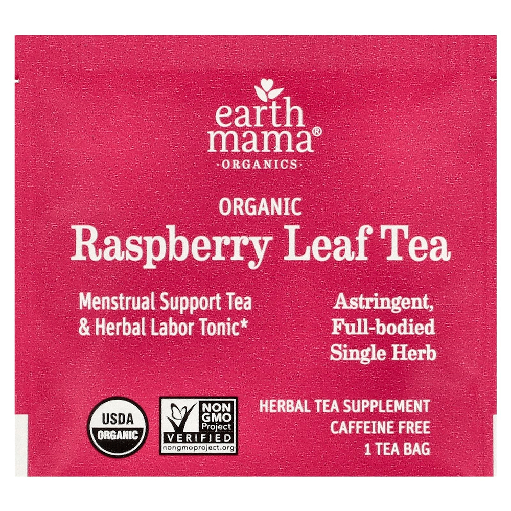 Earth Mama, 100% органический чай из листьев малины, без кофеина, 16 чайных пакетиков, 24 г (0,84 унции)