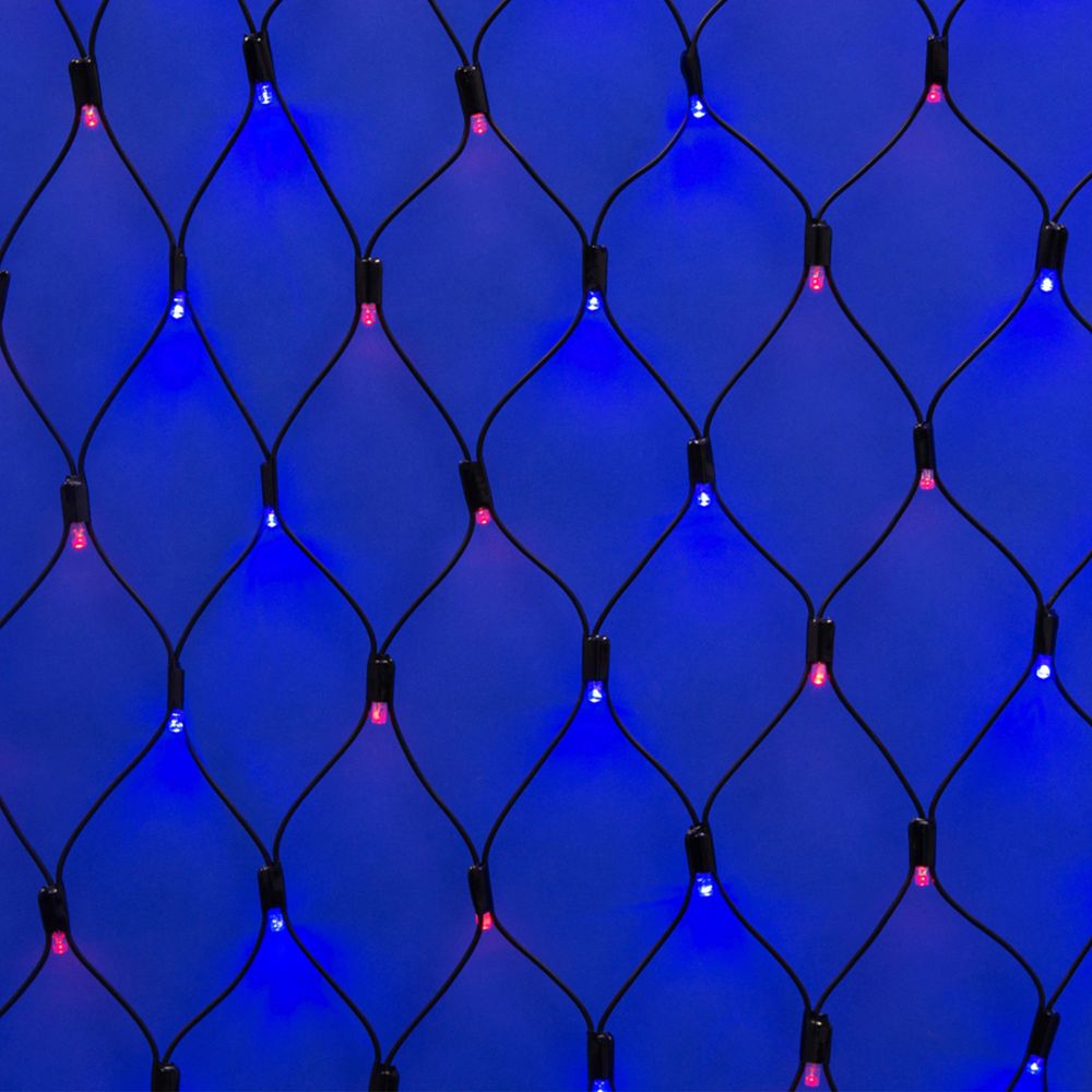 ULD-N2015-288-SBK RED-BLUE IP67 Сетка светодиодная. статическое свечение. 2x1.5м. Соединяемая. 288 светодиодов. Красно-синий свет. Провод черный. TM Uniel.