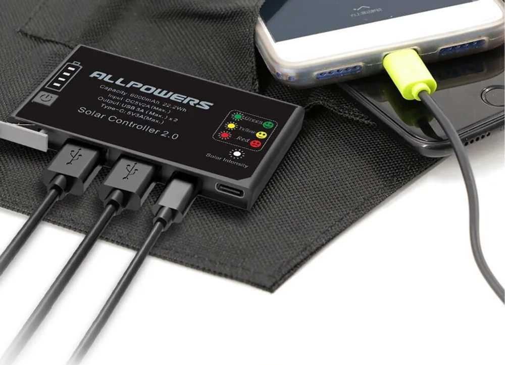 Портативная солнечная панель Allpowers 15 Вт с аккумулятором 10 000 мА*ч (Q0102)