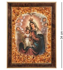 AMB-02/ 4 Икона Пресвятой Девы Марии «Кармельская» (с янтарной крошкой) H-34см