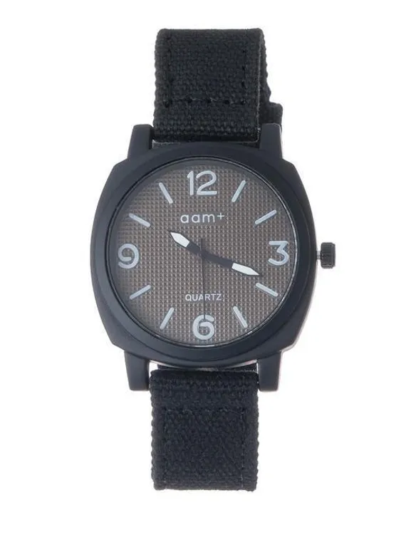 Часы наручные мужские Aam d=4.5 см, ремешок текстиль 25 см, чёрный