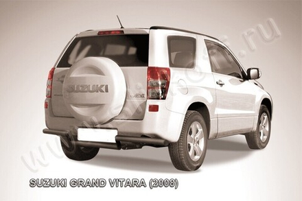 Защита заднего бампера (нержавейка) Suzuki Grand Vitara 3дв (2008-2012) d57 волна (черный)
