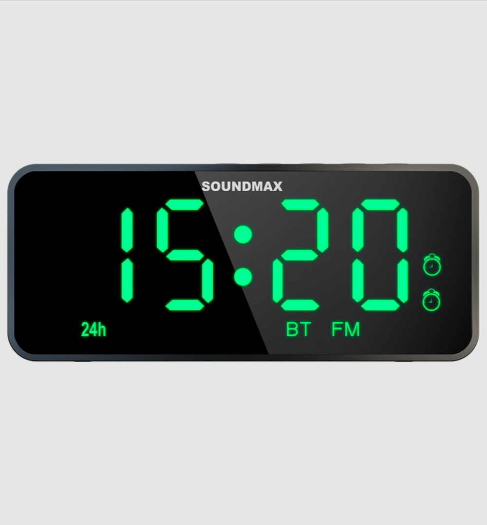Радиочасы-будильник SOUNDMAX SM-1520 зеленое свечение