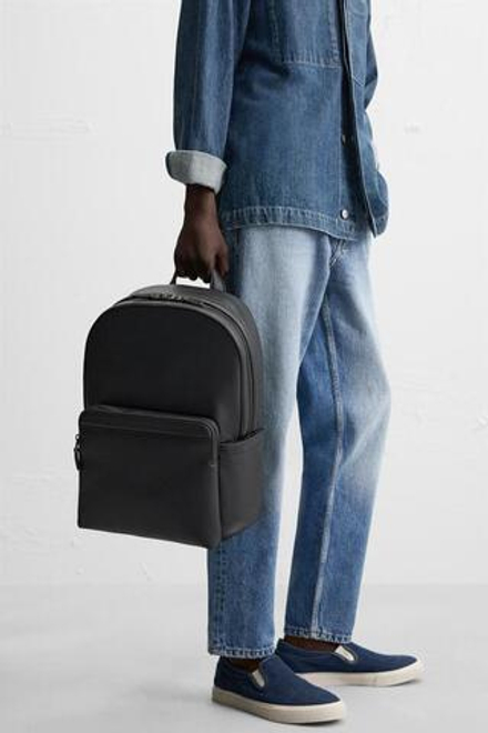 ZARA РЮКЗАК С ТЕКСТУРОЙ, ЧЕРНЫЙ