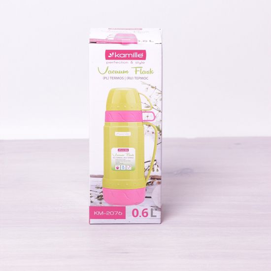 Термос 600 мл пластиковый со стеклянной колбой (2 чашки) Kamille