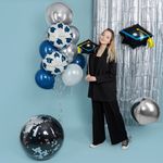 Шар (28''/71 см) Фигура, Шляпа Выпускника, Черный, 1 шт.