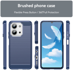 Чехол синего цвета на Xiaomi Redmi 15C 4G, серия Carbon (дизайн под карбон) от Caseport