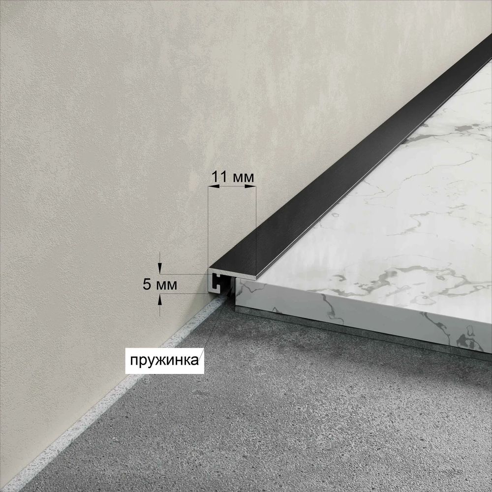 Микроплинтус micro 11 mini серебряный анодированный, 2000x5x11 мм