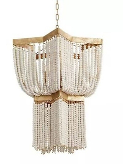 Люстра подвесная из деревянных бусинок