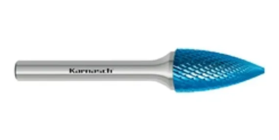 Борфреза твердосплавная Karnasch форма H, 3х6х3х38 мм, насечка HP-4, покрытие Blue-Tec, арт. 11.5072-005