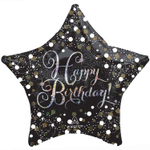Шар Фольгированный Sparkling Birthd Звезда (Черный)