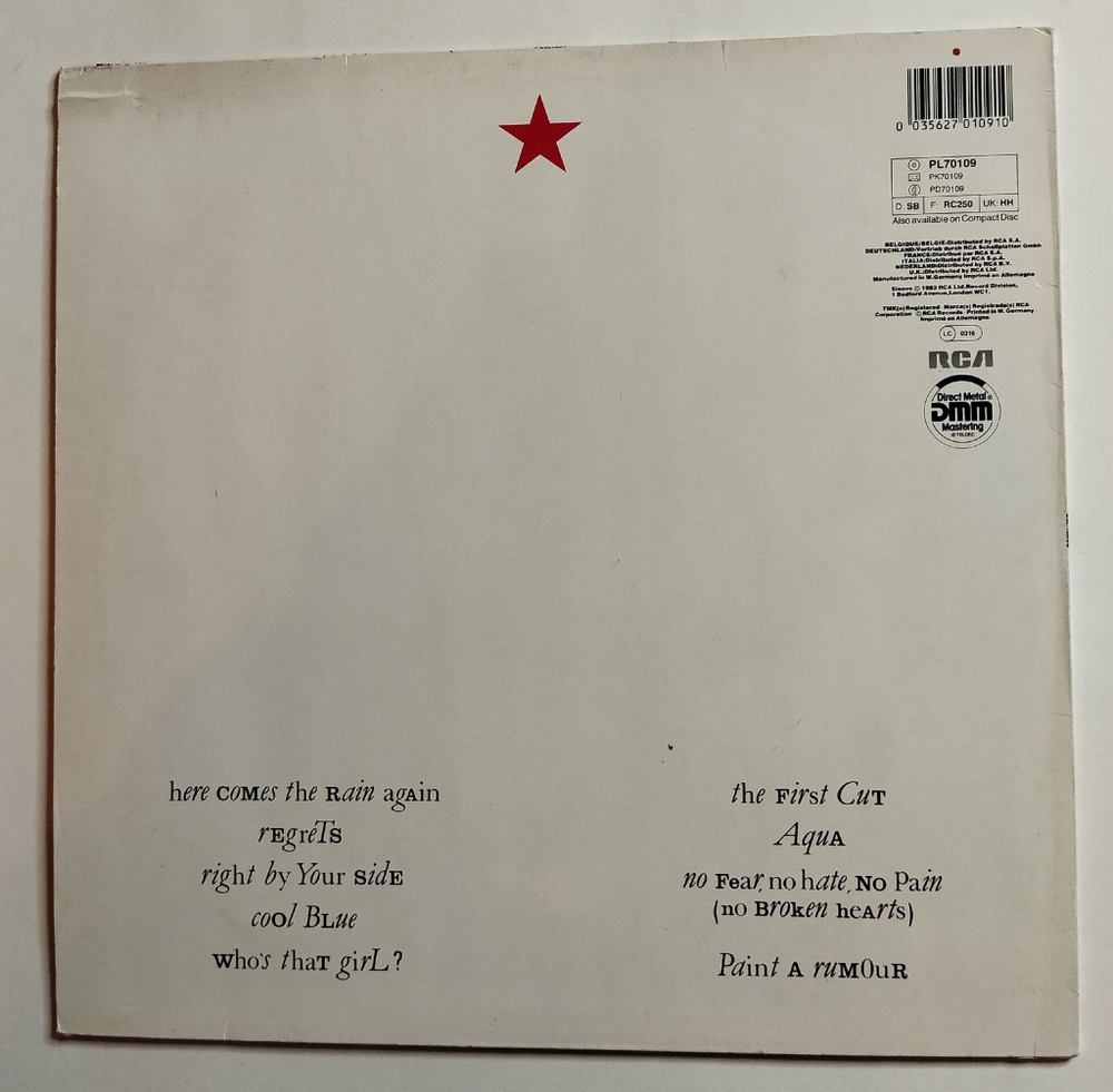 Винтажная виниловая пластинка LP Eurythmics Touch (Germany 1987)