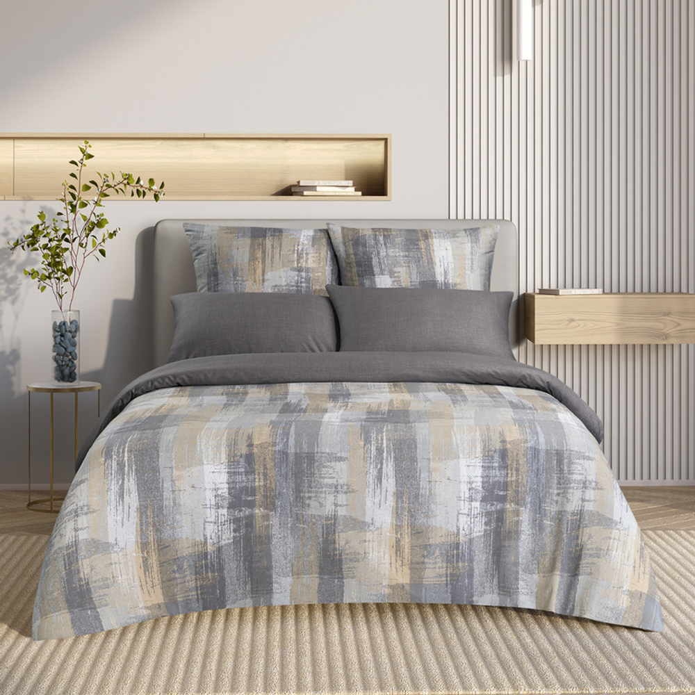 Комплект постельного белья Harmonica Евро с простыней на рез. 180х200 САТИН "Линдор" (2 нав. 70х70 и 2 нав. 50х70)