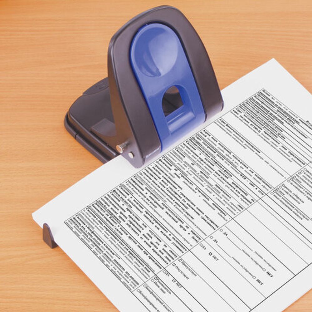 Дырокол металлический BRAUBERG "Office Expert", до 35 листов, черно-синий, 228605