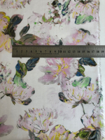 Плательная вискоза принт цветы розов/желт на молочном D1С2