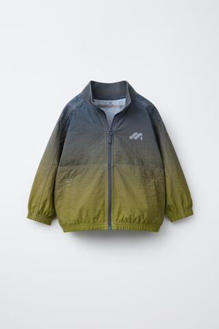 ZARA ЛЕГКИЙ ДОЖДЕВИК С ЛОГОТИПОМ, ЗЕЛЕНЫЙ