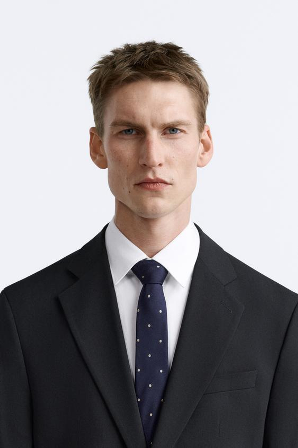 ZARA ЖАККАРДОВЫЙ ГАЛСТУК ИЗ 100% ШЕЛКА, МОРСКОЙ СИНИЙ