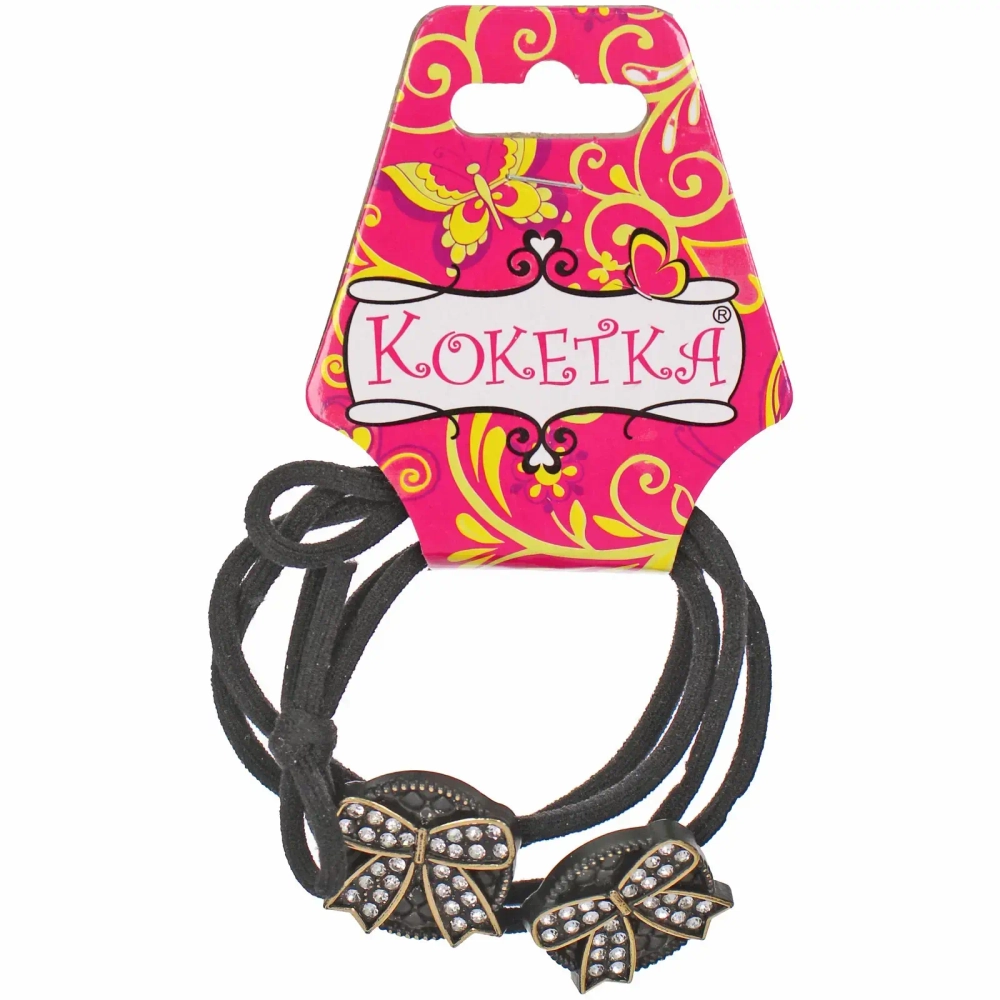 Резинки для волос 2шт «ФАНТЕЭГРО», бантик, цвет черный, молочный и коричневый, d-5.5см (Кокетка)