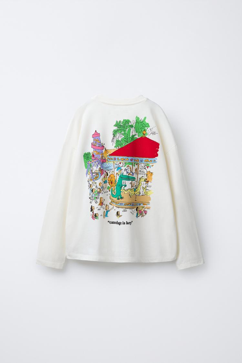 ZARA ФУТБОЛКА С ПРИНТОМ THE ENORMOUS CROCODILE ROALD DAHL ©, ЭКРЮ