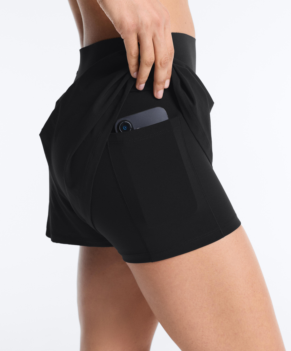 OYSHO Двойные шорты Compressive Pocket 10 см, черный