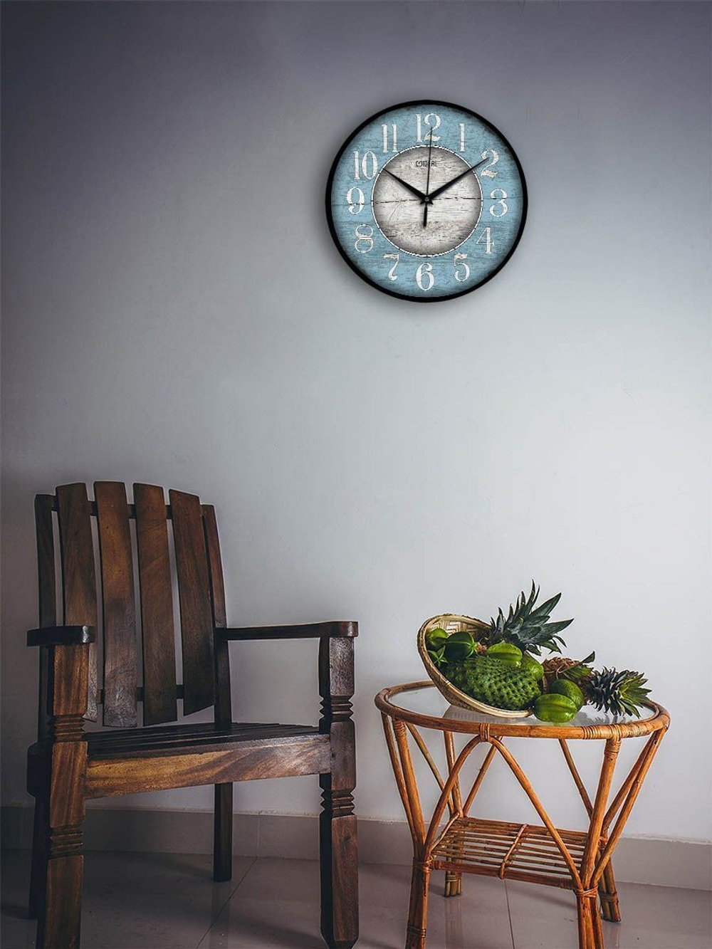 Часы настенные деревянные Ideal "Марсель", 30 см (голубой)