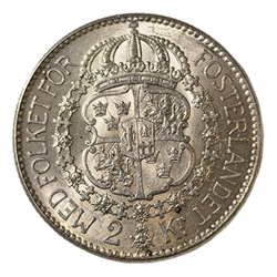 Монета Швеции 2 кроны (kronor) 1929 год