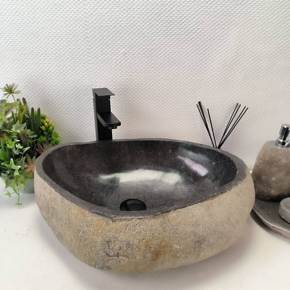 Каменная раковина из речного камня RS-63430 (52*40*15) 0123