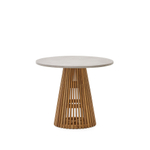 Alcaufar Круглый уличный стол из массива тикового дерева и серого цемента Ø 90 см