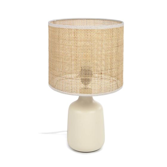 Настольная лампа Erna из белой керамики и бамбука