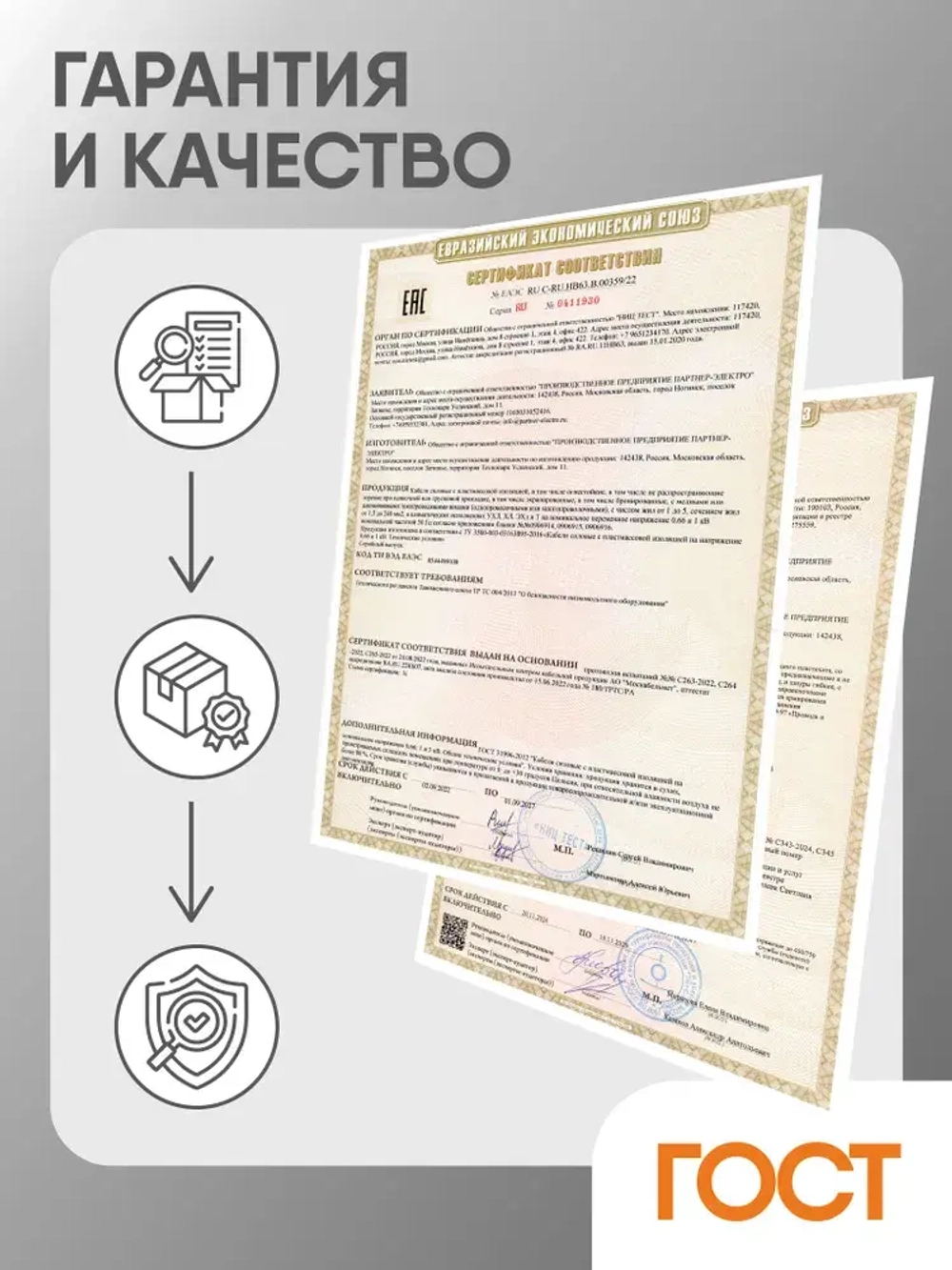 Силовой кабель ВВГ-Пнг(А)-LS 2х2,5 кв.мм, 20 м, Партнер-Электро