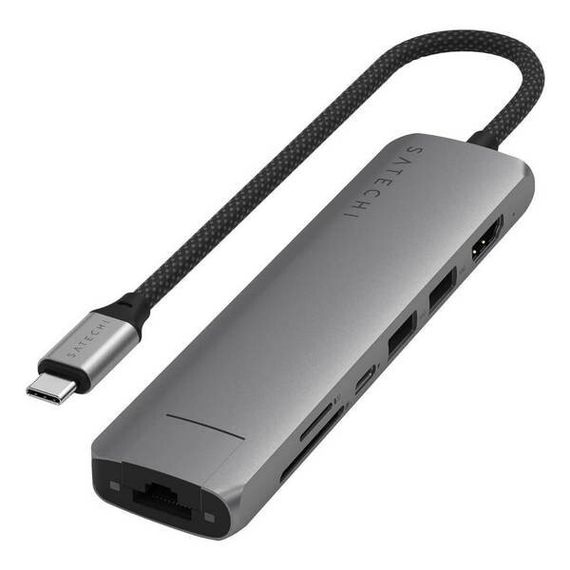 Адаптер Satechi 7-in-1 USB-C Slim Multiport Adapter with Ethernet (ST-P7SM) Space Gray