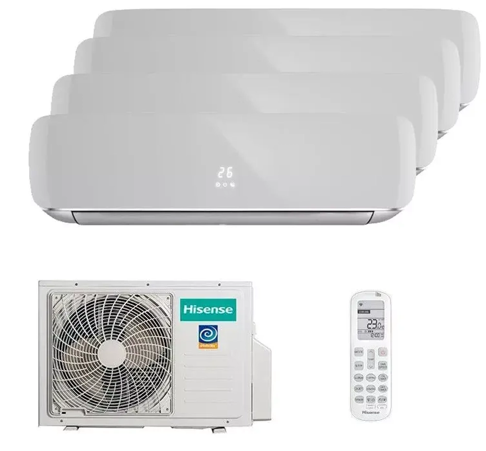Мульти сплит-система Hisense на 4 комнаты (25+25+25+25 кв.м.) Silver