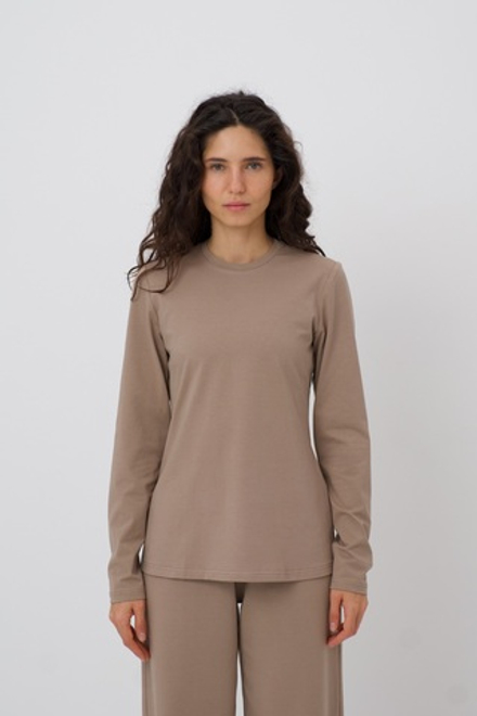 Дефект ткани, разнотон. Лонгслив Lira. Цвет какао. Размер ML. №32