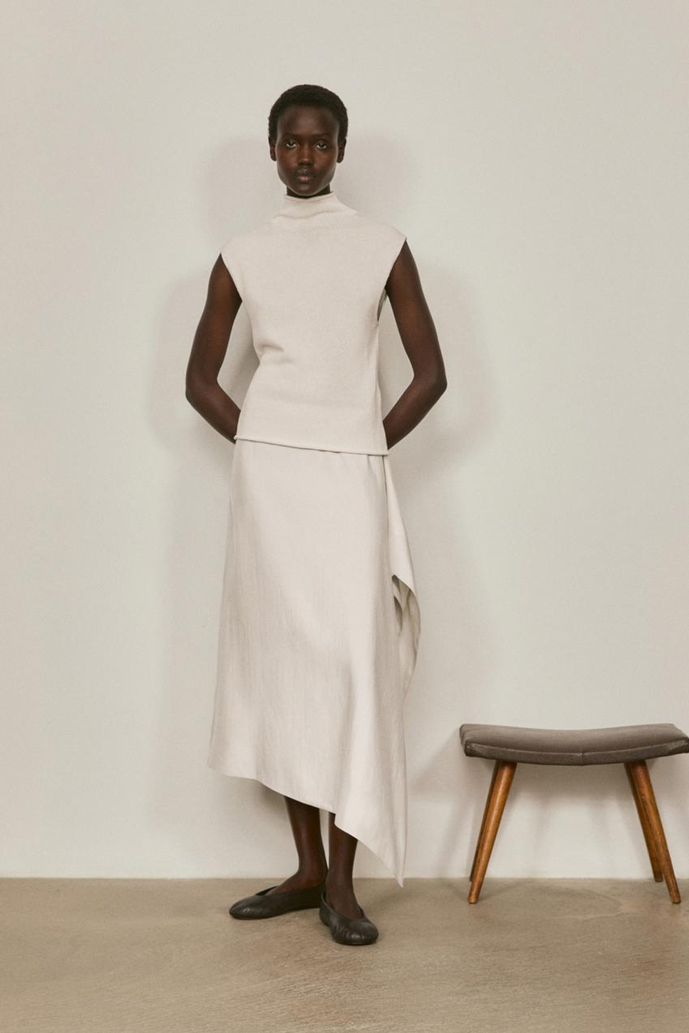 Massimo Dutti Шелковая юбка-парео - Limited Edition, экрю