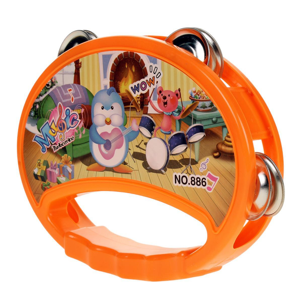 Бубен 16см, оранжевый, пакет 886