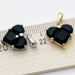 Подвеска Сердце, цвет золото+черный, размер 14*14 мм, цена за 1 шт