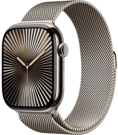 Apple Watch Series 10 GPS + Cellular, 46 мм, Natural Titanium, Миланская петля "Natural", размер M/L (MWYC3)