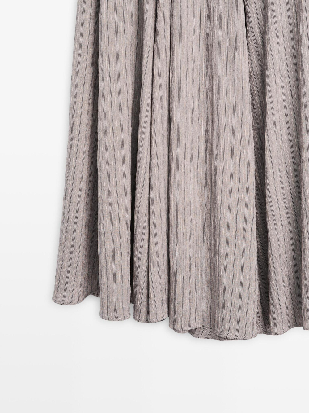 Massimo Dutti Расклешенная юбка миди в полоску, серый