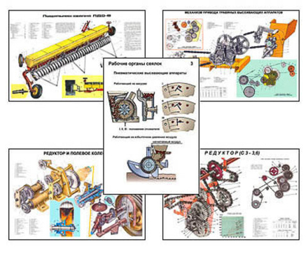 Плакаты ПРОФТЕХ "Зерновые сеялки ". Часть 1 (27 пл, винил, 70х100)